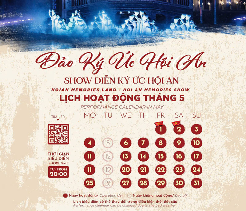 Ký ức hội an lịch diễn tháng 5 năm 2026